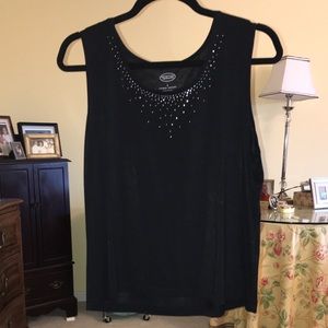 TALBOTS Rhinestone Black Tank Top